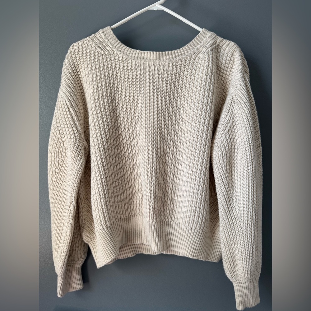 GAP Shaker-Stitch Crewneck Sweater, Chino Beige